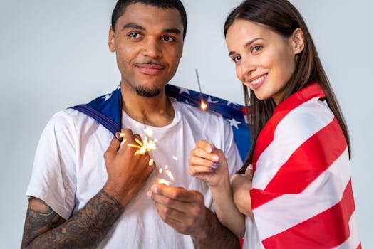 Love, America, and Health Problems: A Deep Dive 2 Love, America, and Health Problems: A Deep Dive.Young multicultural couple celebrating Independence Day with sparklers.
