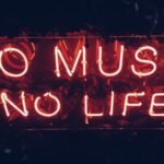 "Love in Music: How Romance Shapes Songs, Emotions, and Culture Through the Ages"(red no music no life signage)
