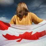 woman holding Canada flag,Love and Health, Love and Health in Canada
